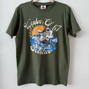 Kappa Green Winter Graphic Tee 100% Cotton Size Small